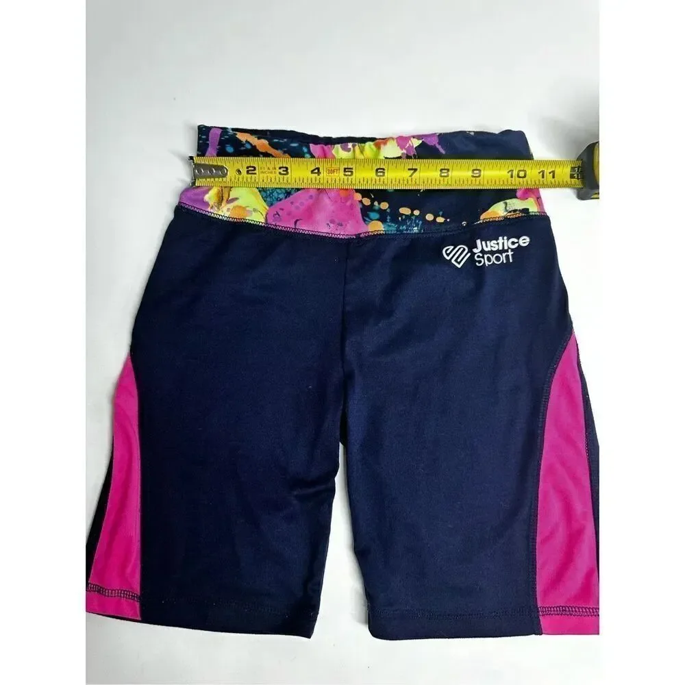 Justice Girls Shorts Logo Printed Navy Blue Pink Size M (10)